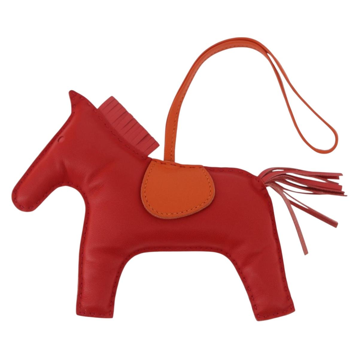 HERMES Rodeo Charm Leather Red Orange Auth 199067M
