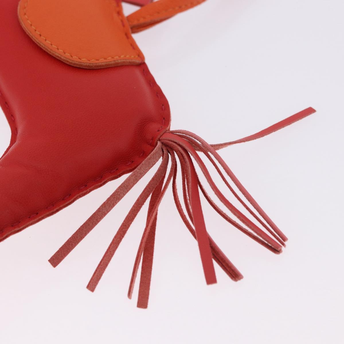 HERMES Rodeo Charm Leather Red Orange Auth 199067M