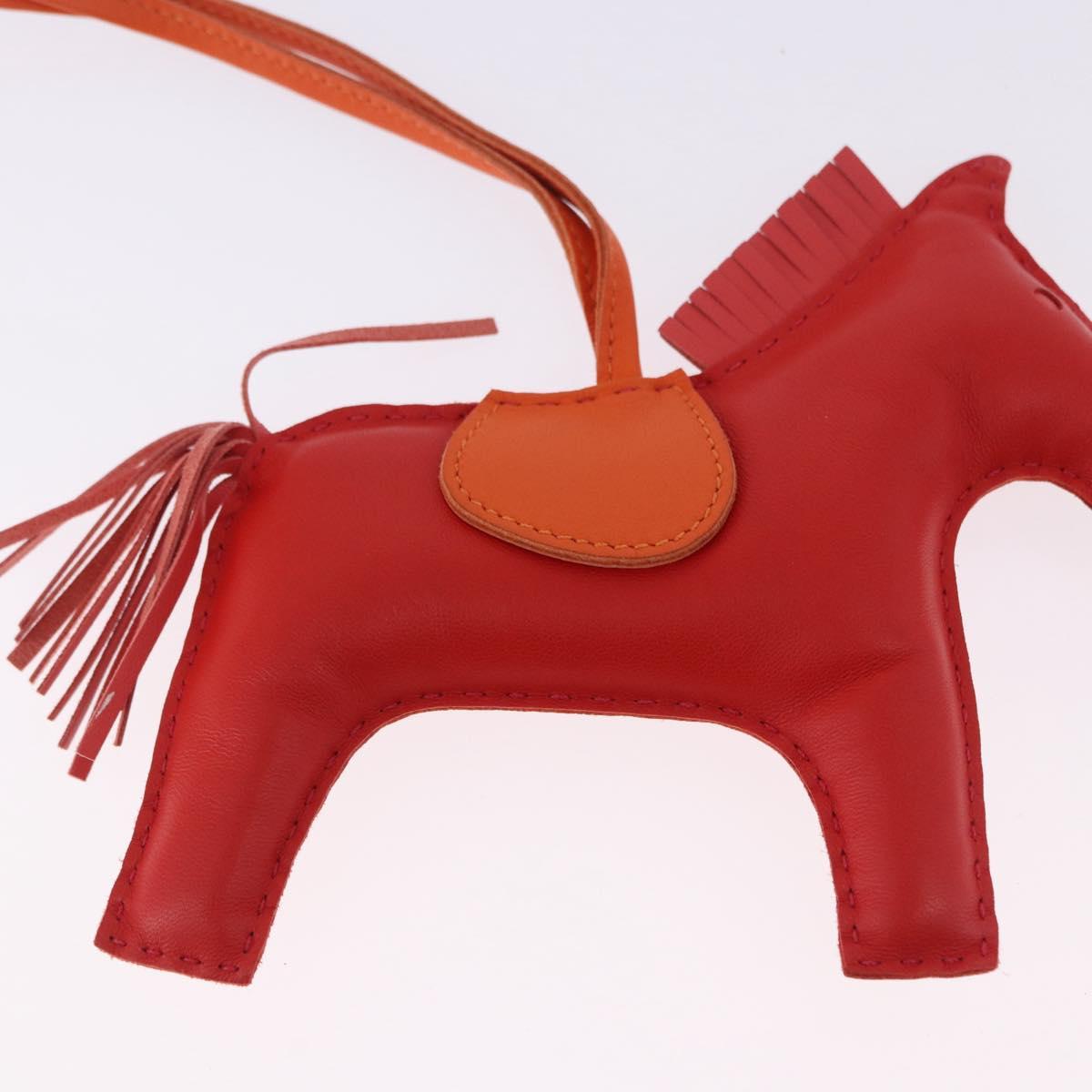 HERMES Rodeo Charm Leather Red Orange Auth 199067M