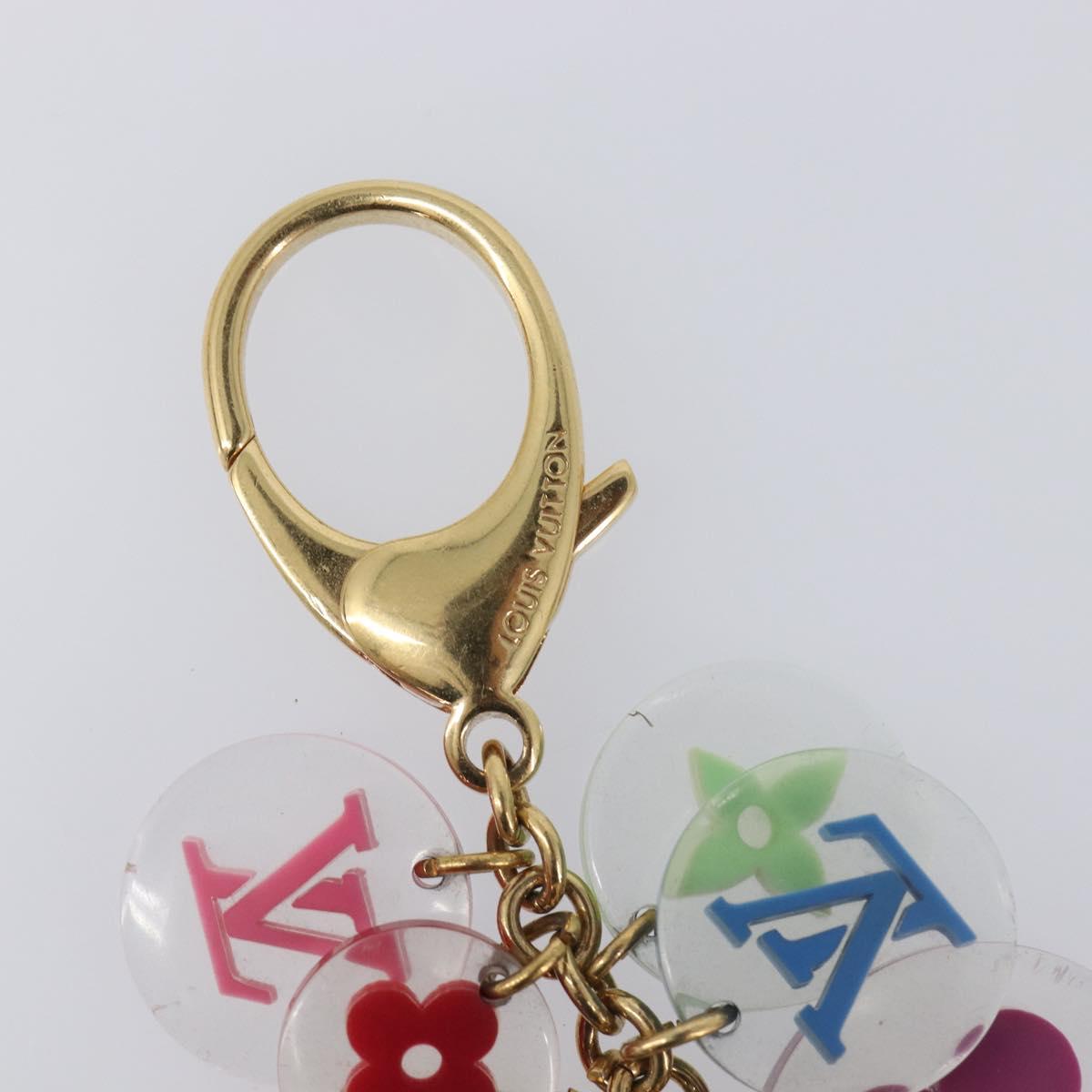LOUIS VUITTON Porte Cles Fleur Charm Metal Gold Clear M60046 LV Auth 199068