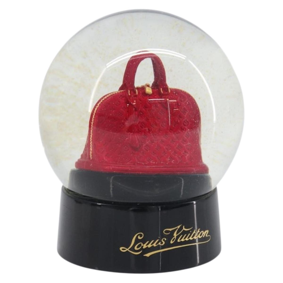 LOUIS VUITTON Alma Snow Globe Glass Clear Red LV Auth 199070