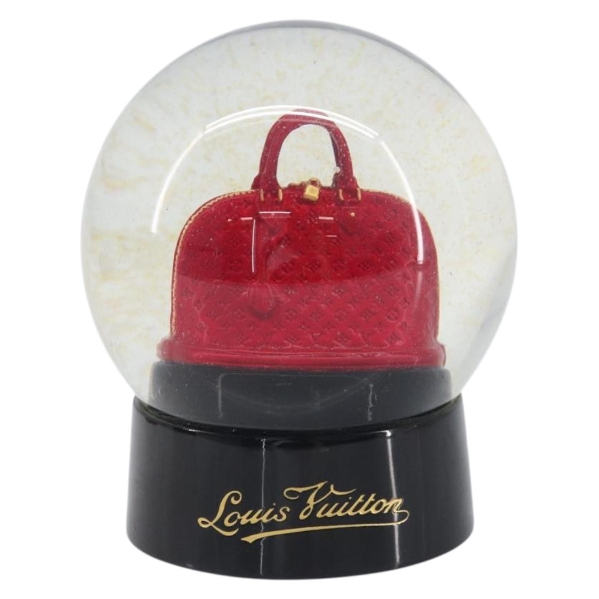 LOUIS VUITTON Alma Snow Globe Glass Clear Red LV Auth 199070