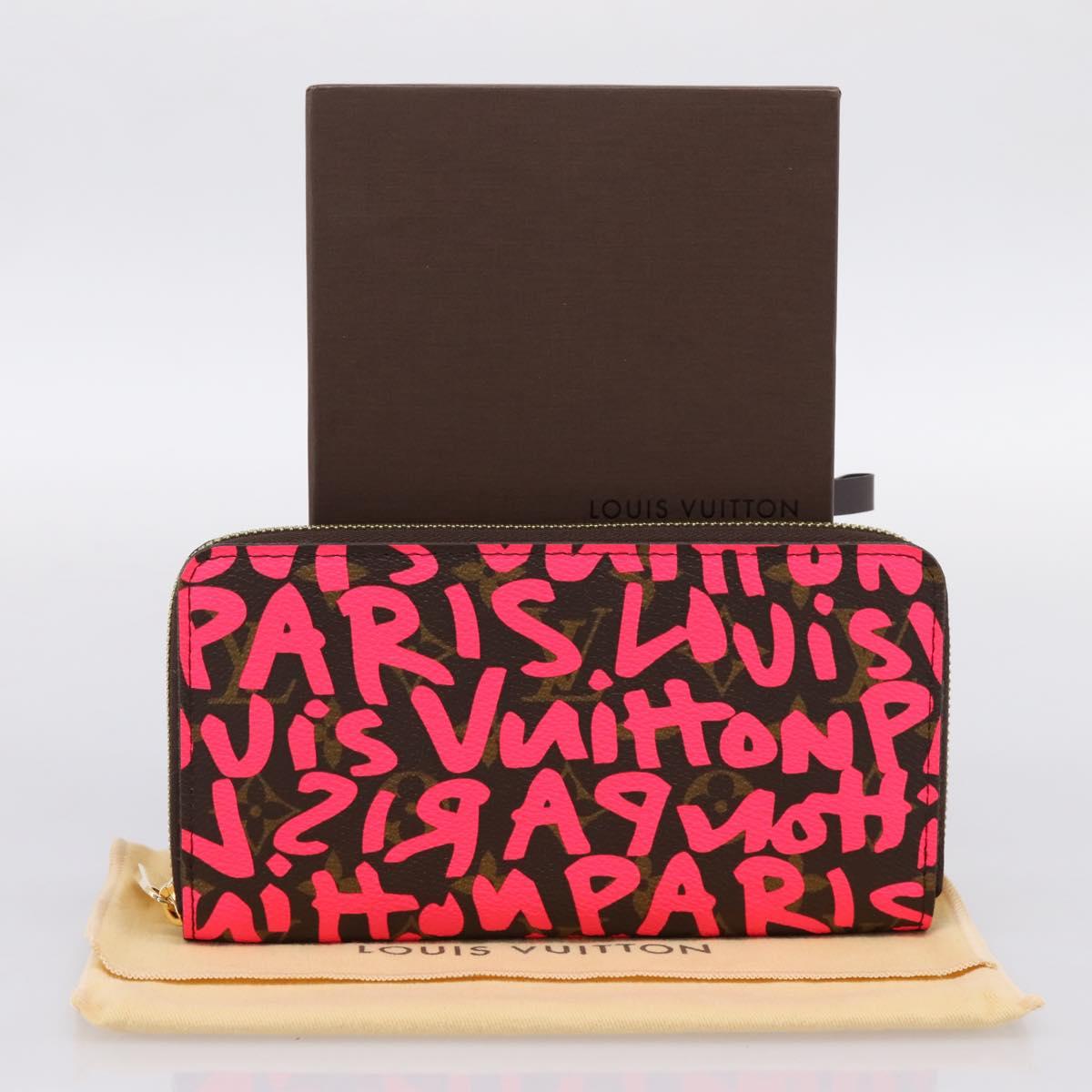 LOUIS VUITTON Monogram Graffiti Zippy Wallet Pink M93710 LV Auth 199073V