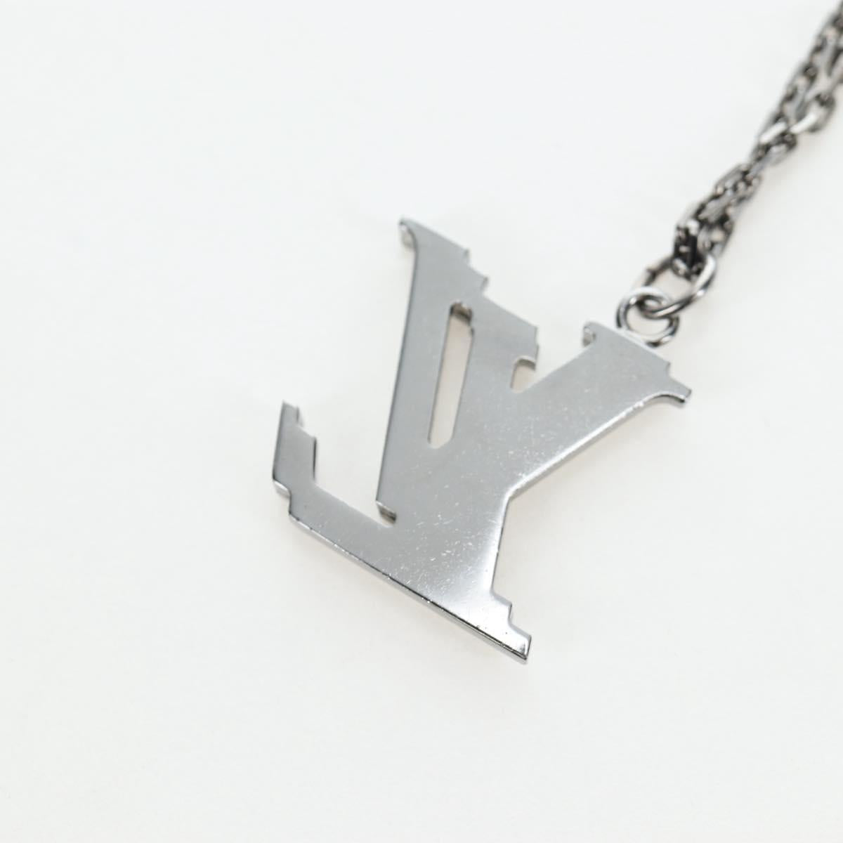 LOUIS VUITTON LV Initials Necklace Metal Silver Blue M80208 LV Auth 199075SAM