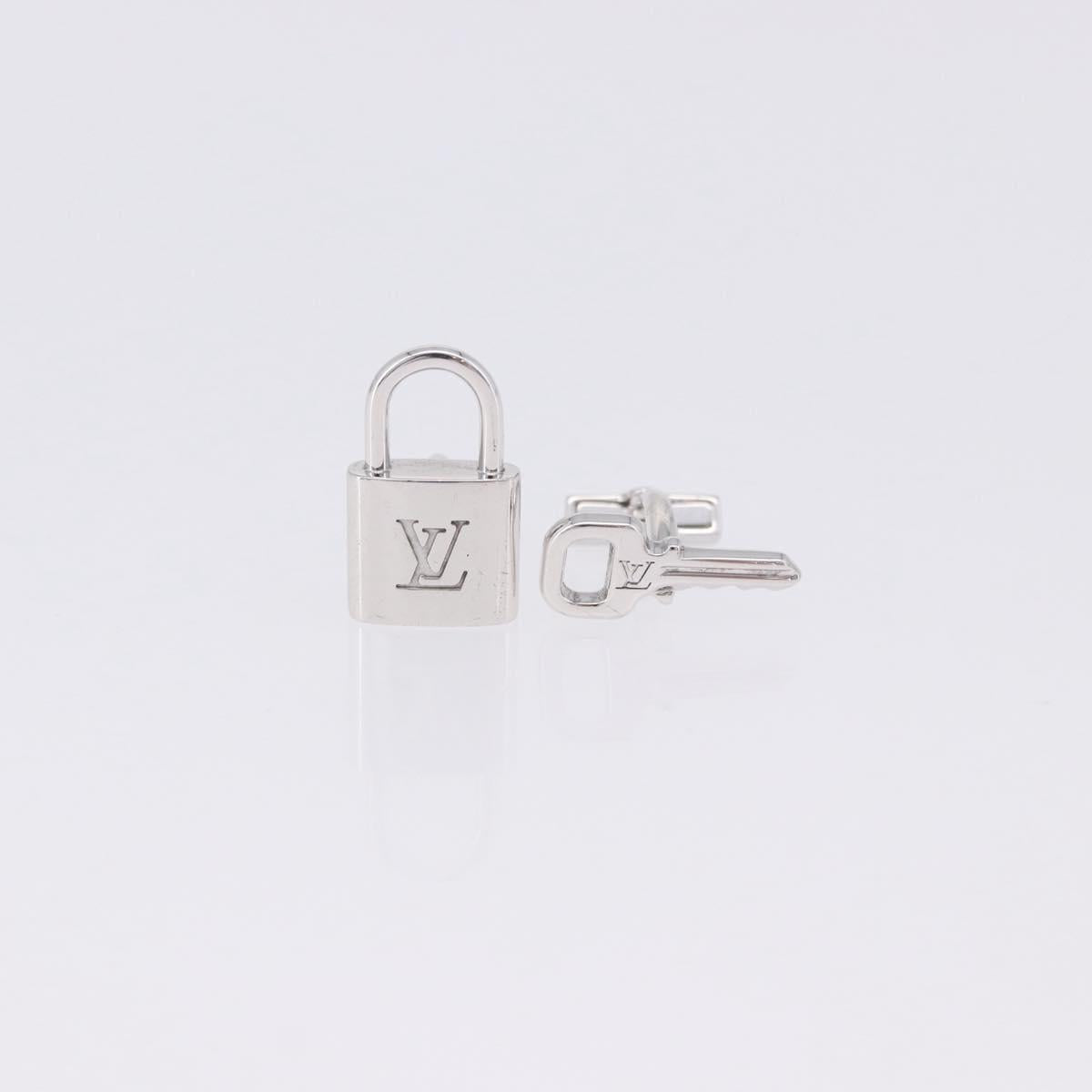 LOUIS VUITTON Boutondu Manchette Cadena & Key Cuffs Ag925 Silver LV Auth 199076V