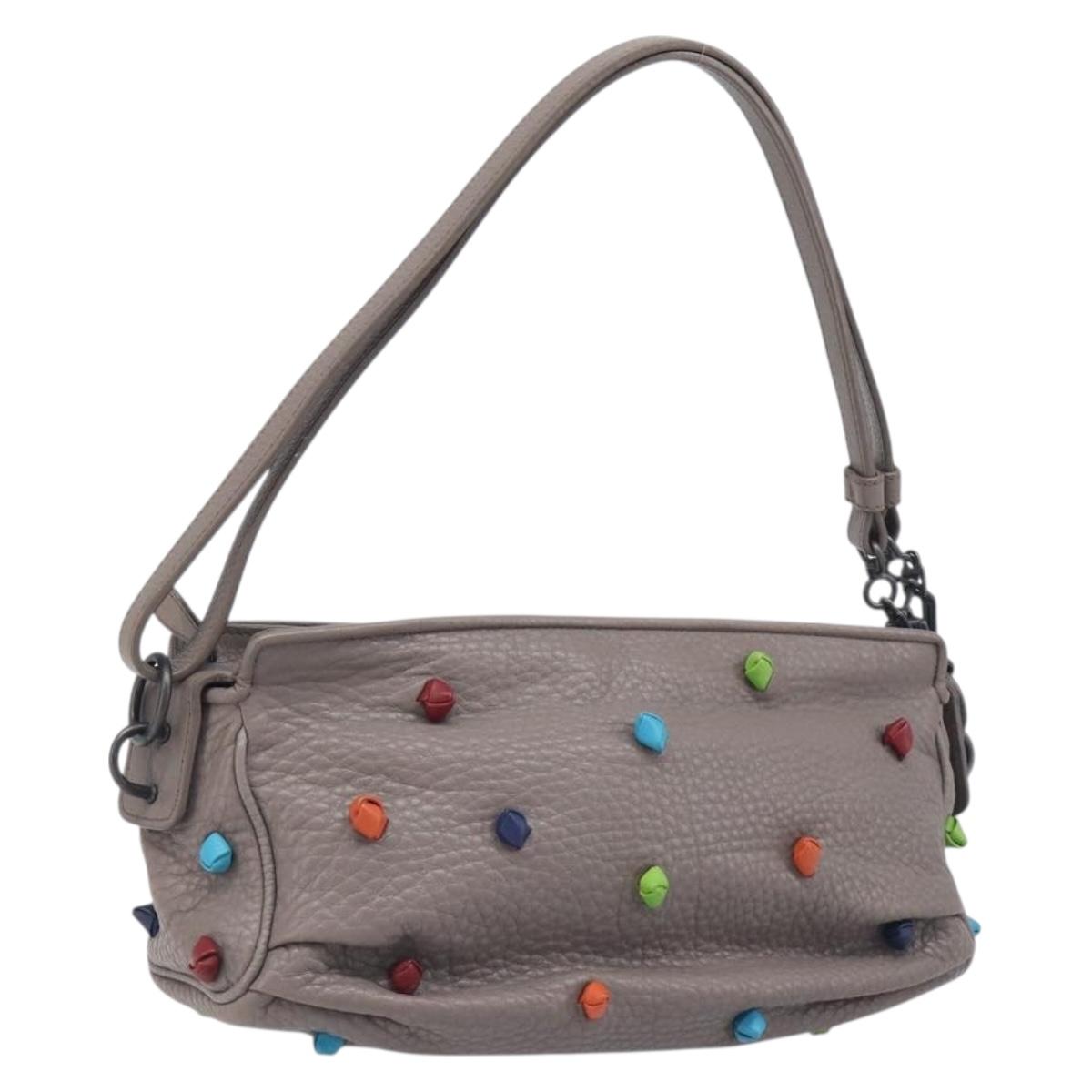 BOTTEGA VENETA Shoulder Bag Leather Gray Multicolor 210993 Auth 199078A