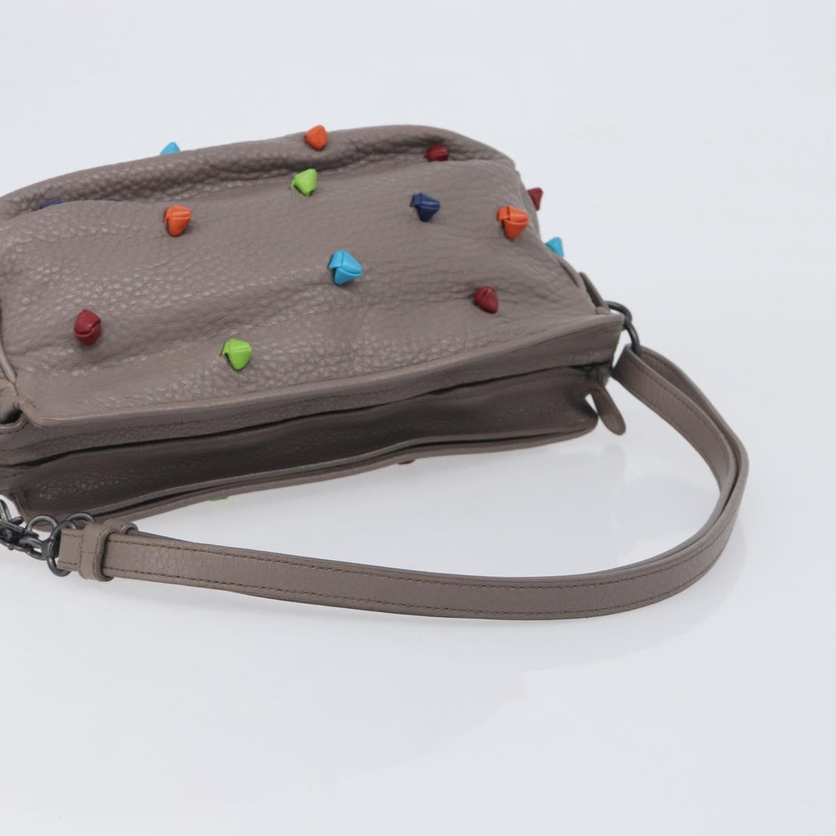 BOTTEGA VENETA Shoulder Bag Leather Gray Multicolor 210993 Auth 199078A
