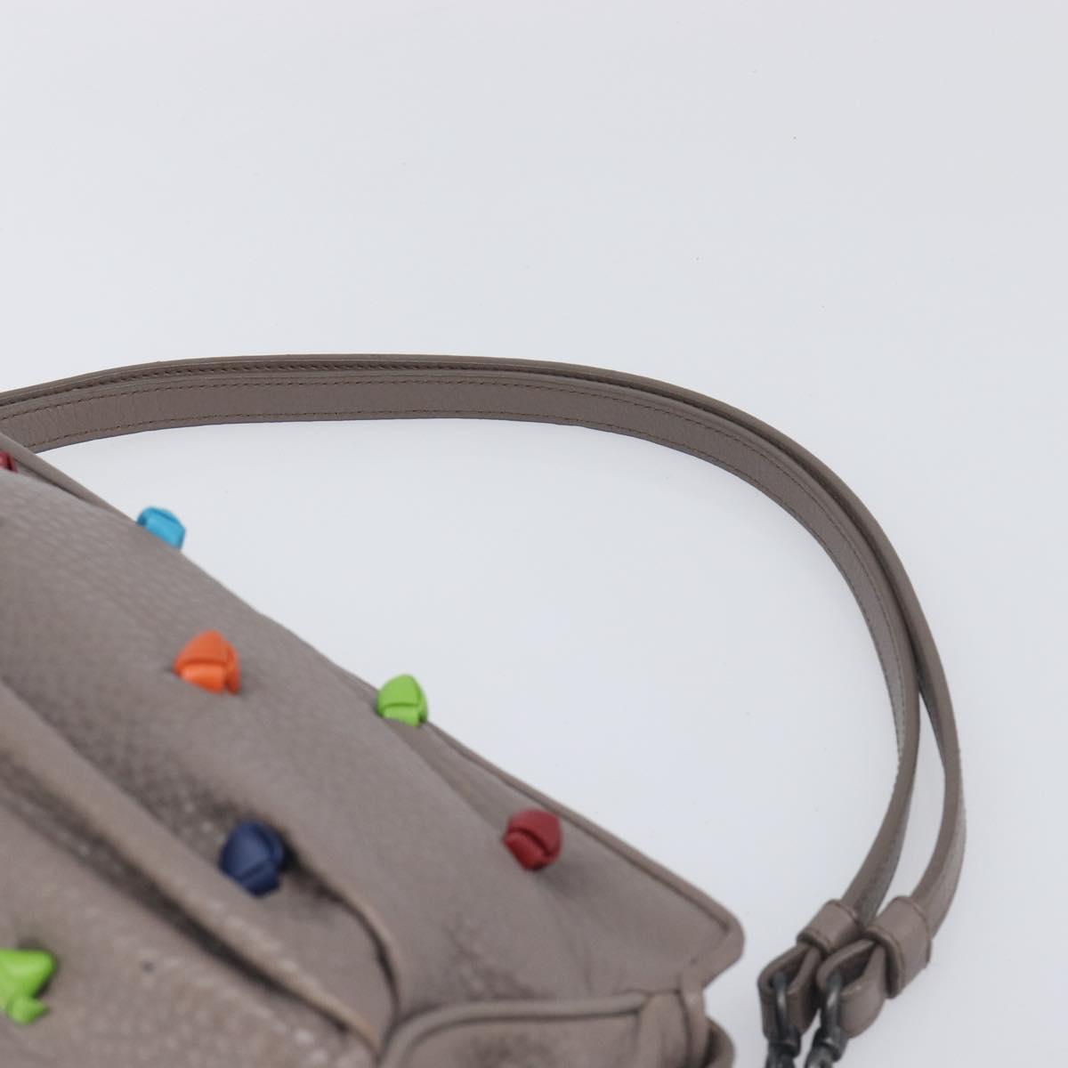 BOTTEGA VENETA Shoulder Bag Leather Gray Multicolor 210993 Auth 199078A