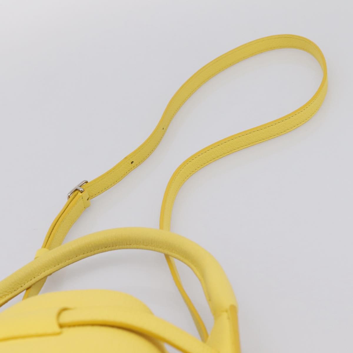 CELINE Big Bag Bucket Nano Hand Bag Leather 2way Yellow Silver Auth 199091M