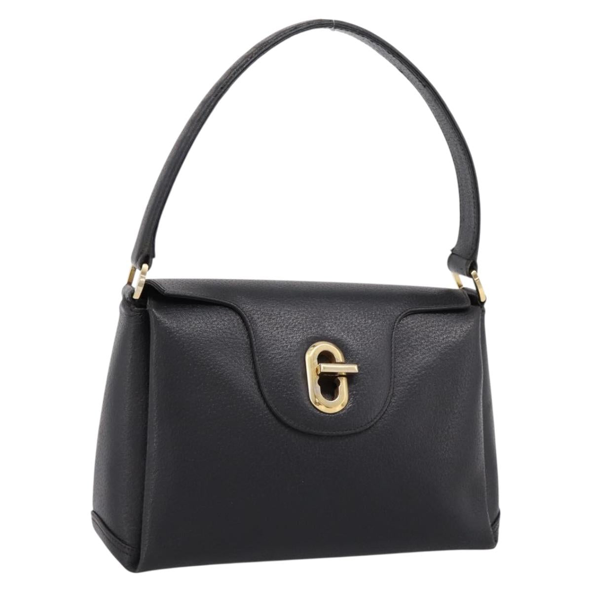 GUCCI Hand Bag Leather Black Gold 000 406 1080 Auth 199095