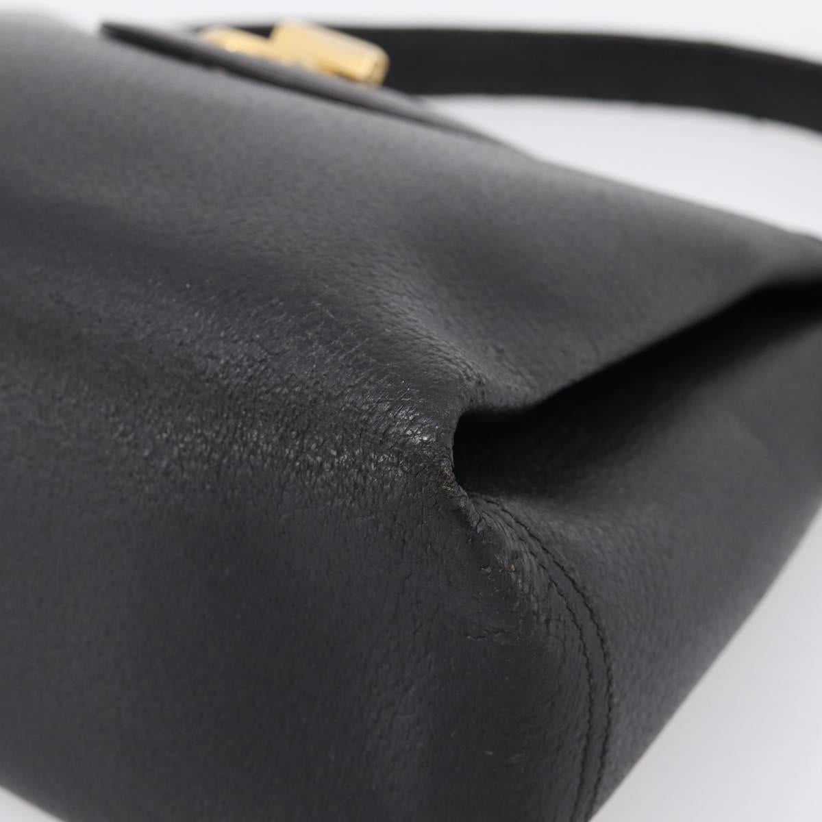 GUCCI Hand Bag Leather Black Gold 000 406 1080 Auth 199095