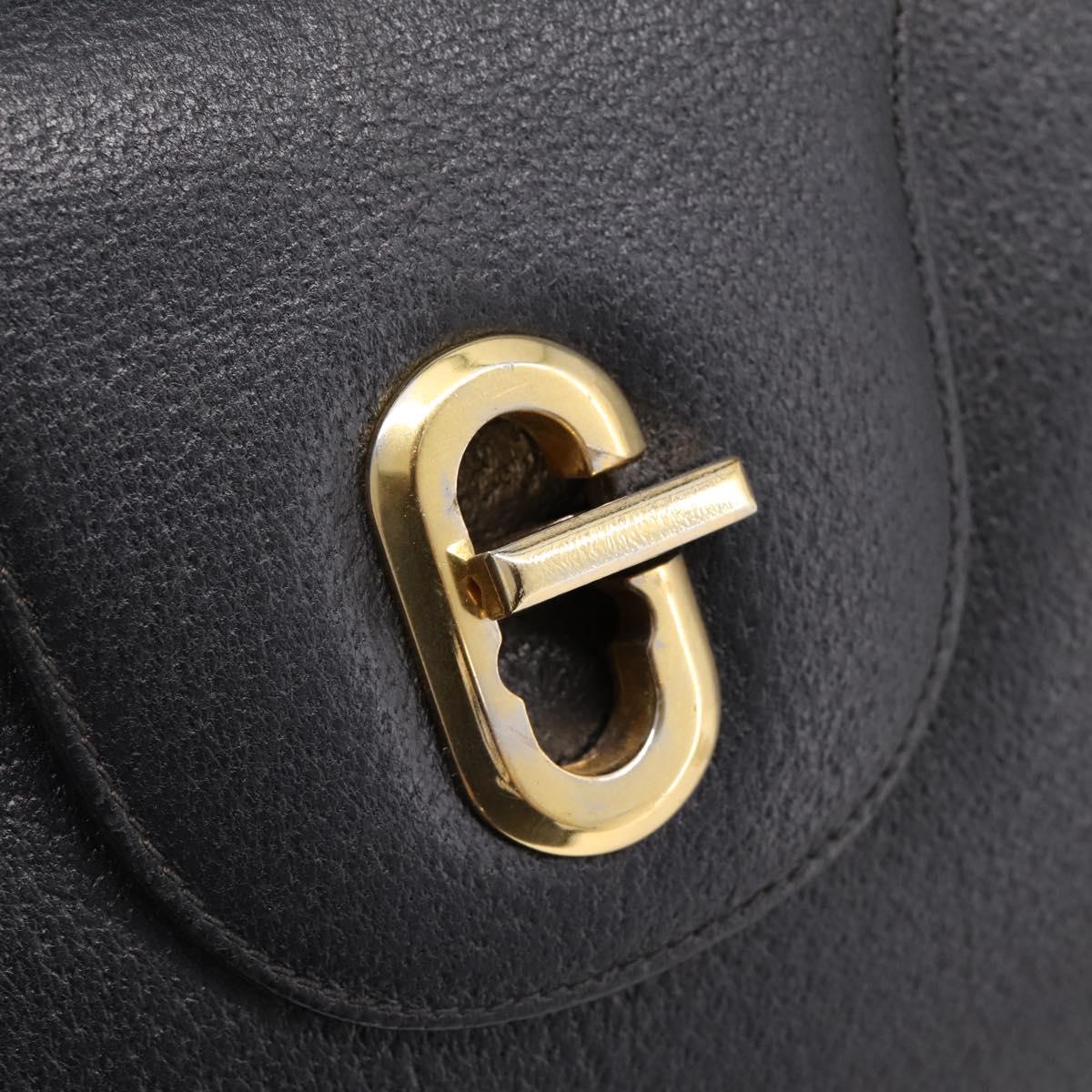 GUCCI Hand Bag Leather Black Gold 000 406 1080 Auth 199095