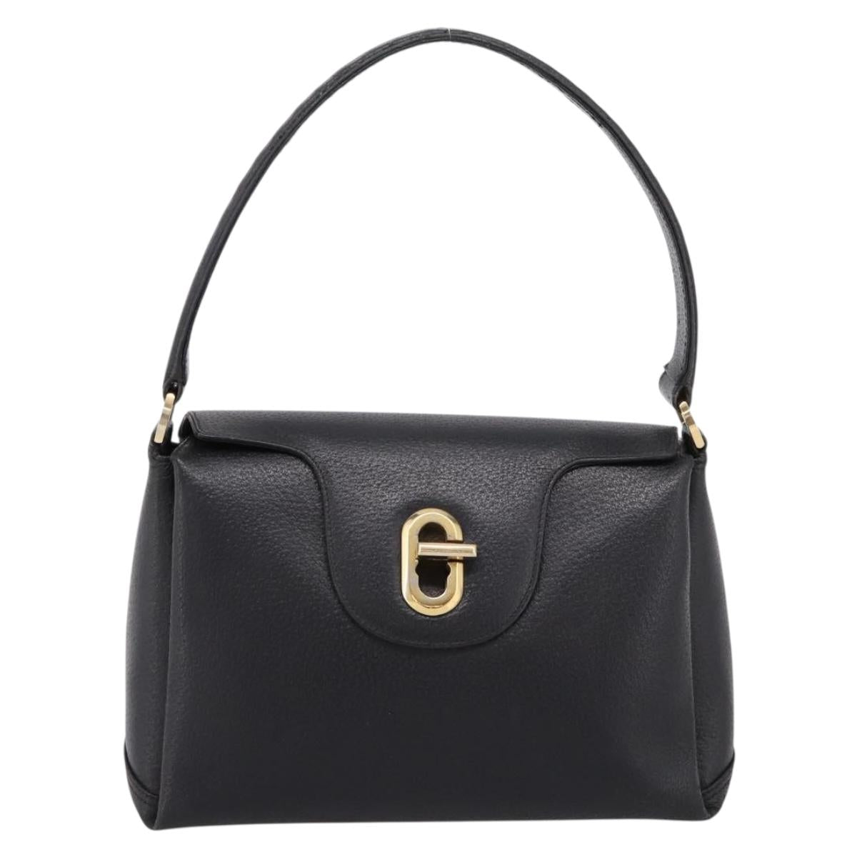 GUCCI Hand Bag Leather Black Gold 000 406 1080 Auth 199095