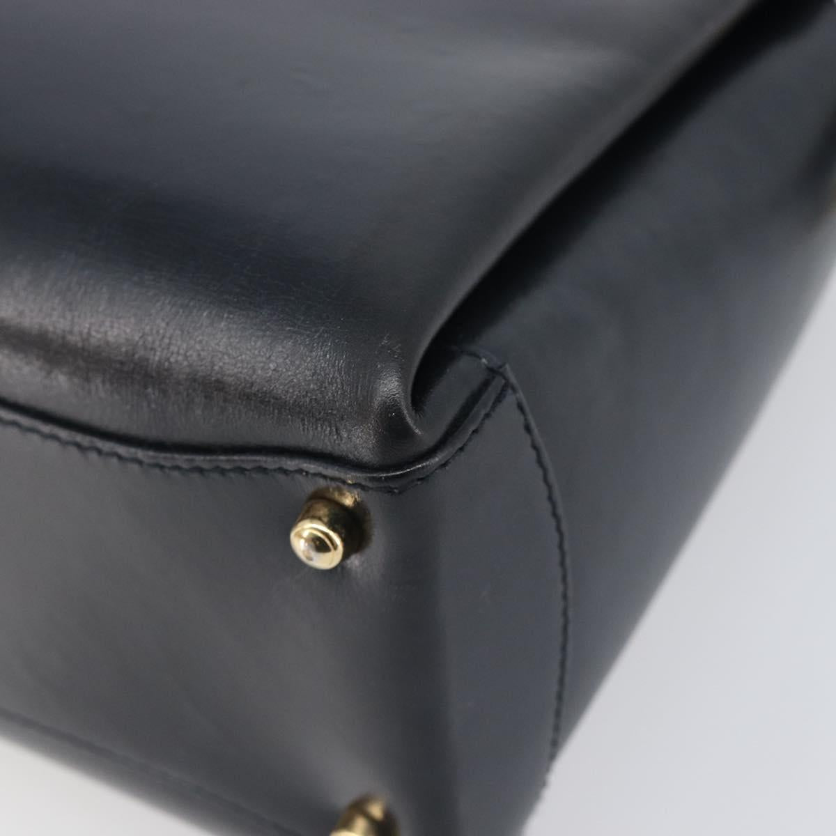 GUCCI Hand Bag Leather Black Gold 000 1448 1269 Auth 199097V