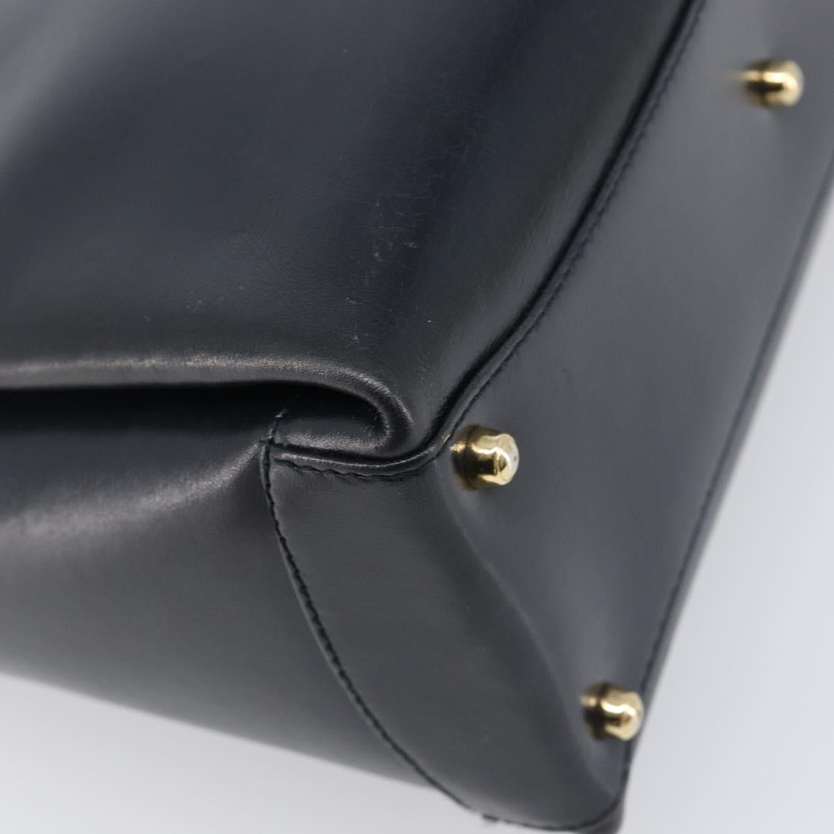 GUCCI Hand Bag Leather Black Gold 000 1448 1269 Auth 199097V
