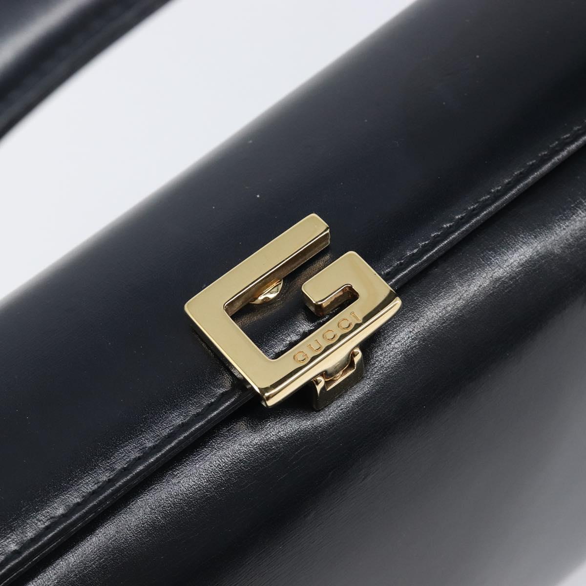 GUCCI Hand Bag Leather Black Gold 000 1448 1269 Auth 199097V
