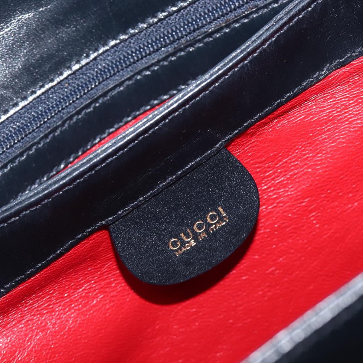GUCCI Hand Bag Leather Black Gold 000 1448 1269 Auth 199097V