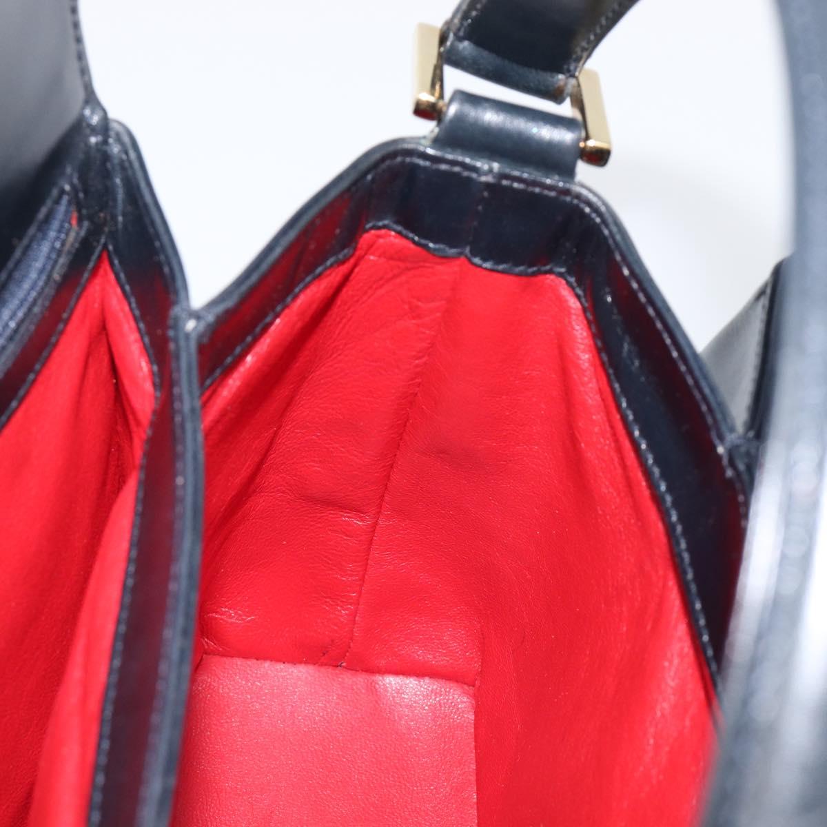 GUCCI Hand Bag Leather Black Gold 000 1448 1269 Auth 199097V