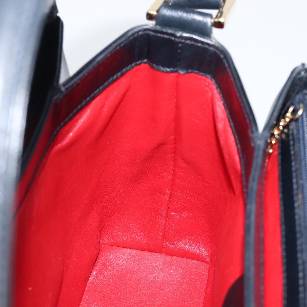 GUCCI Hand Bag Leather Black Gold 000 1448 1269 Auth 199097V
