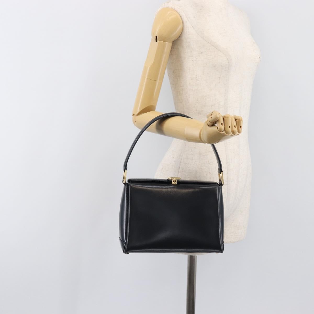 GUCCI Hand Bag Leather Black Gold 000 1448 1269 Auth 199097V