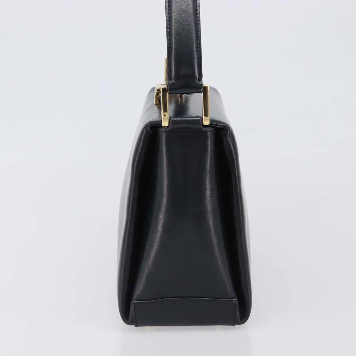 GUCCI Hand Bag Leather Black Gold 000 1448 1269 Auth 199097V