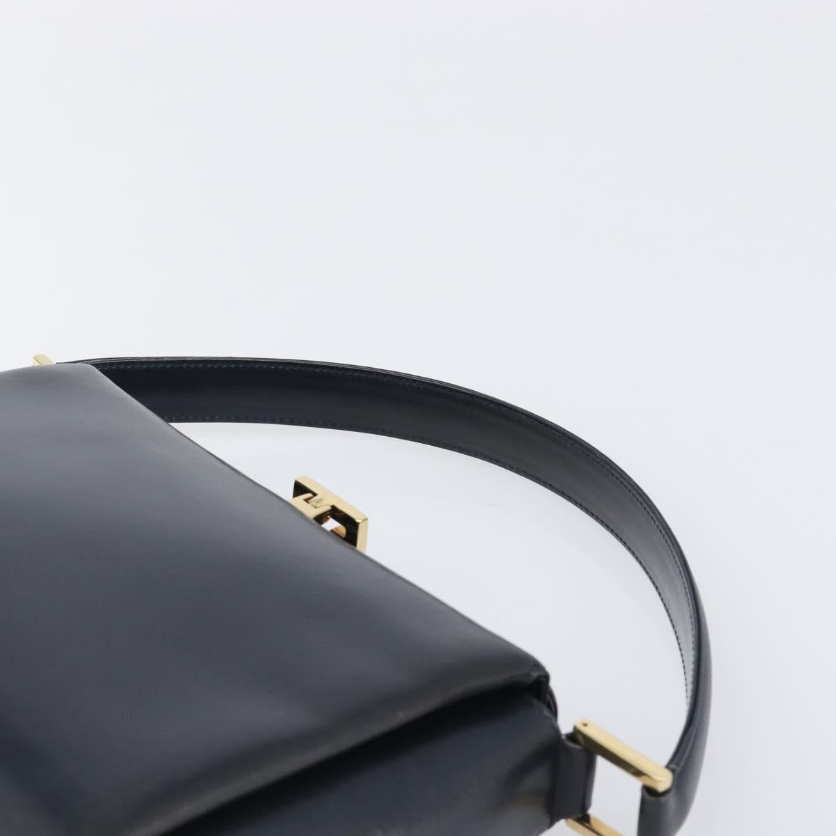 GUCCI Hand Bag Leather Black Gold 000 1448 1269 Auth 199097V