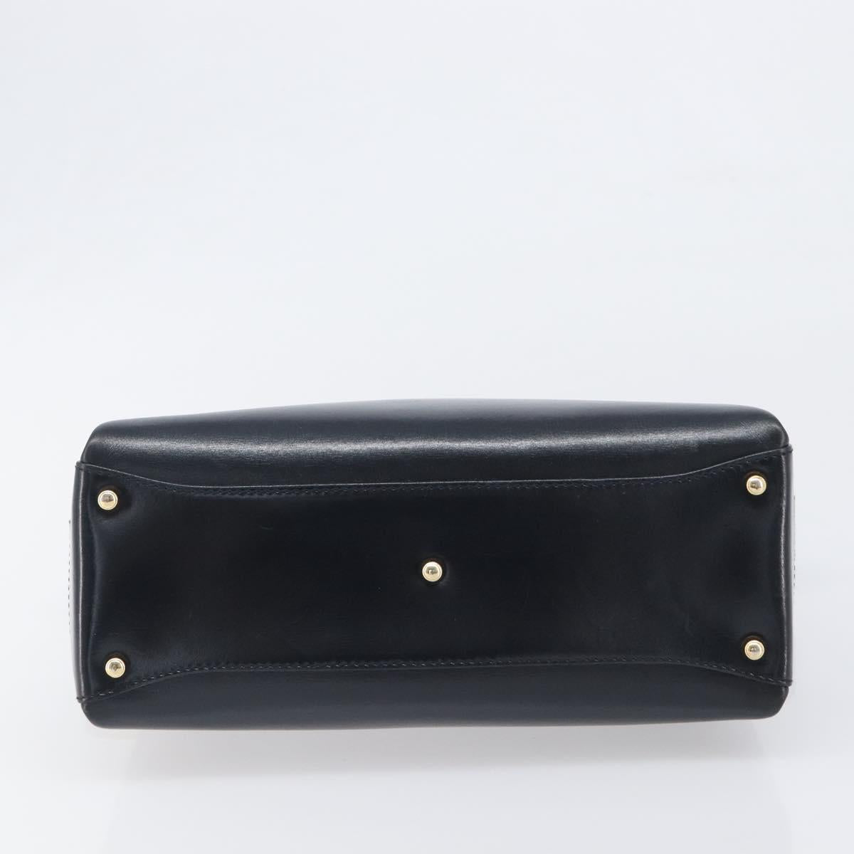 GUCCI Hand Bag Leather Black Gold 000 1448 1269 Auth 199097V