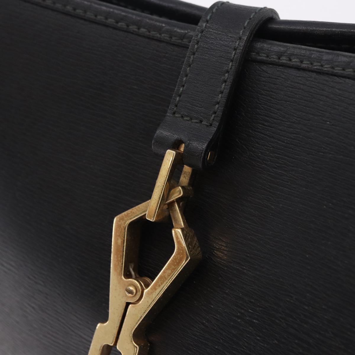 GUCCI Bamboo Shoulder Bag Leather Black Gold 001 4060 Auth 199098V