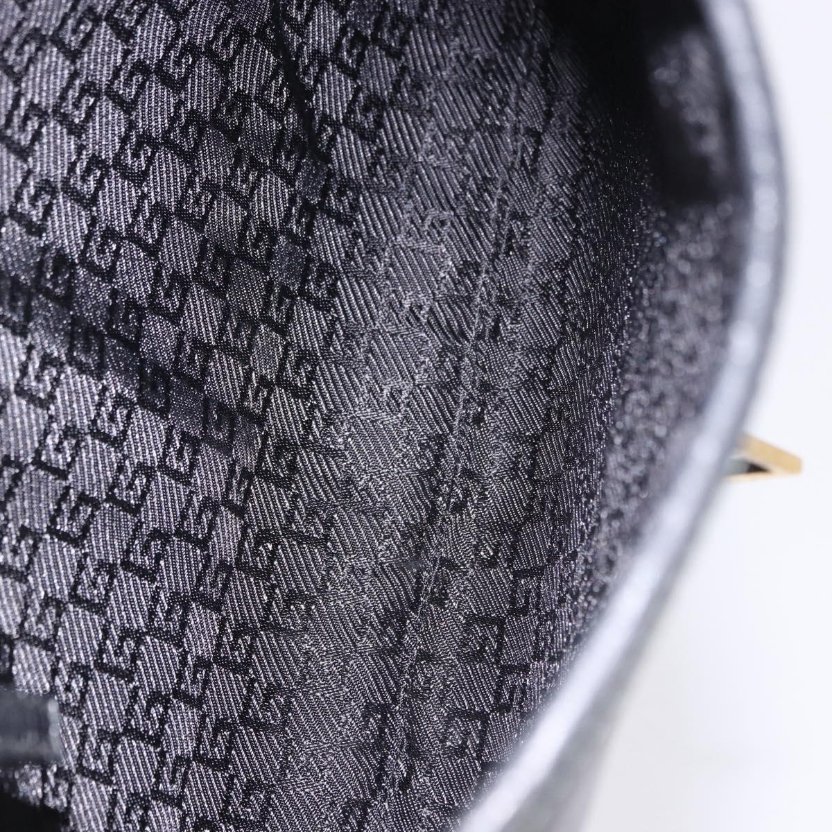 GUCCI Bamboo Shoulder Bag Leather Black Gold 001 4060 Auth 199098V