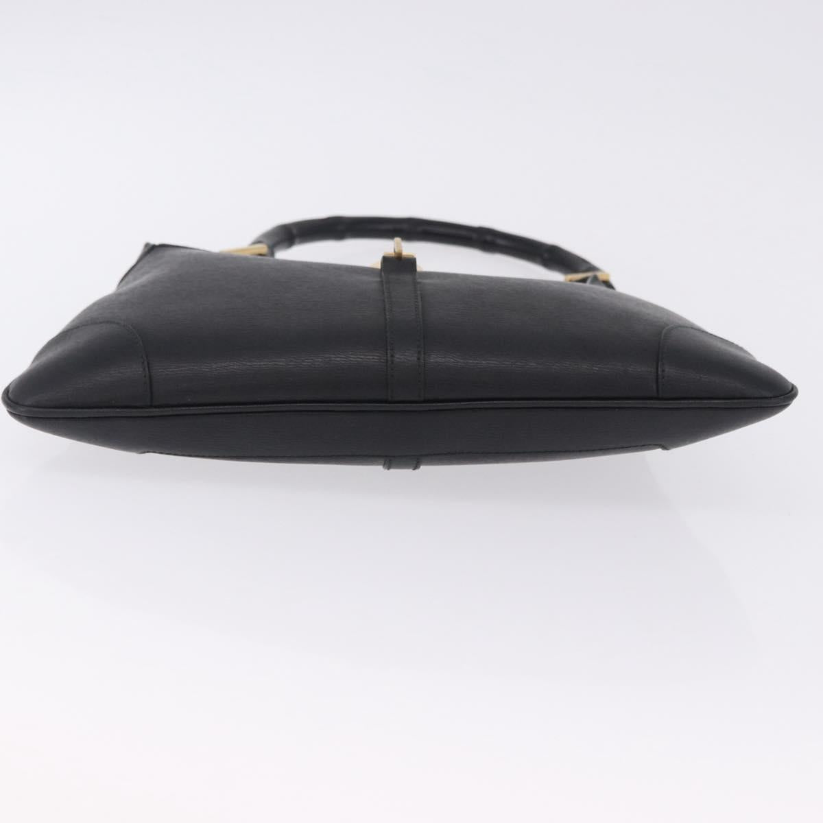 GUCCI Bamboo Shoulder Bag Leather Black Gold 001 4060 Auth 199098V