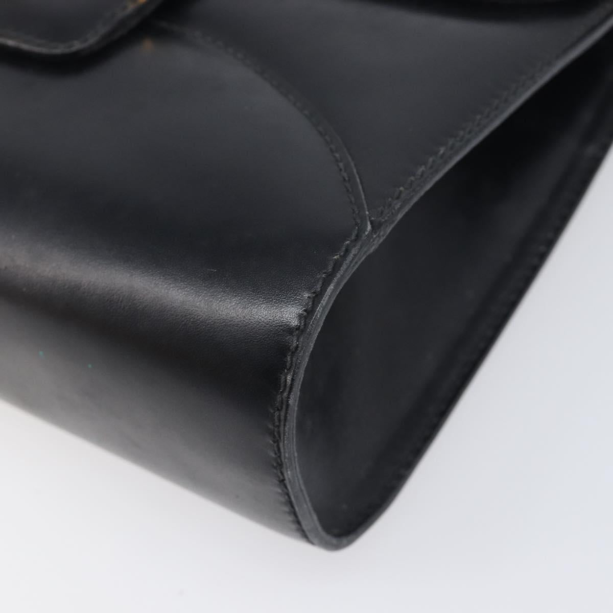 GUCCI Shoulder Bag Leather Black Gold Auth 199099