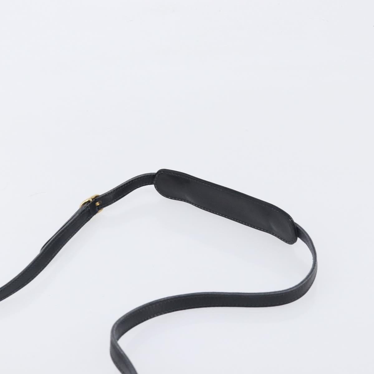GUCCI Shoulder Bag Leather Black Gold Auth 199099