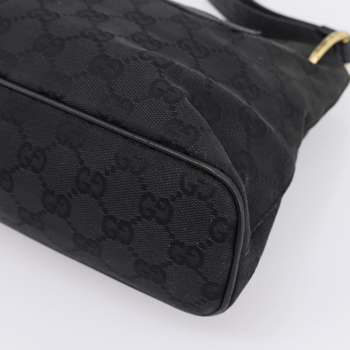 GUCCI GG Canvas Shoulder Bag Black Gold 90699 Auth 199100