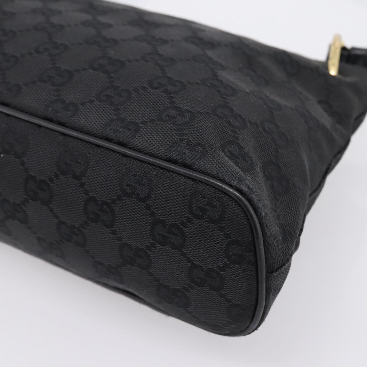 GUCCI GG Canvas Shoulder Bag Black Gold 90699 Auth 199100