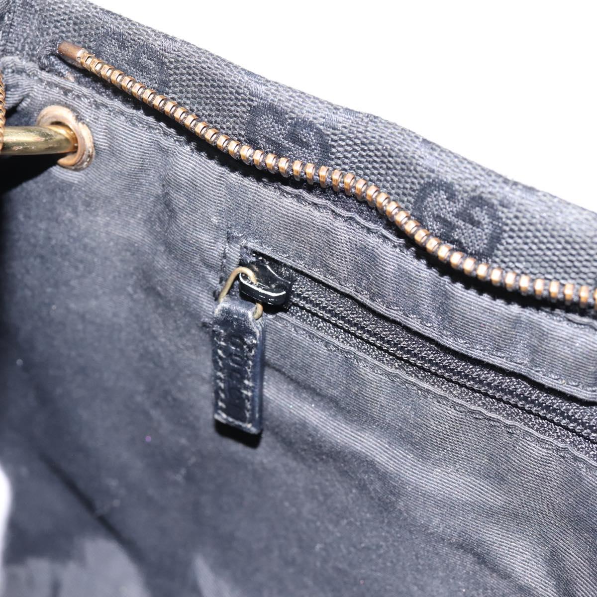 GUCCI GG Canvas Shoulder Bag Black Gold 90699 Auth 199100