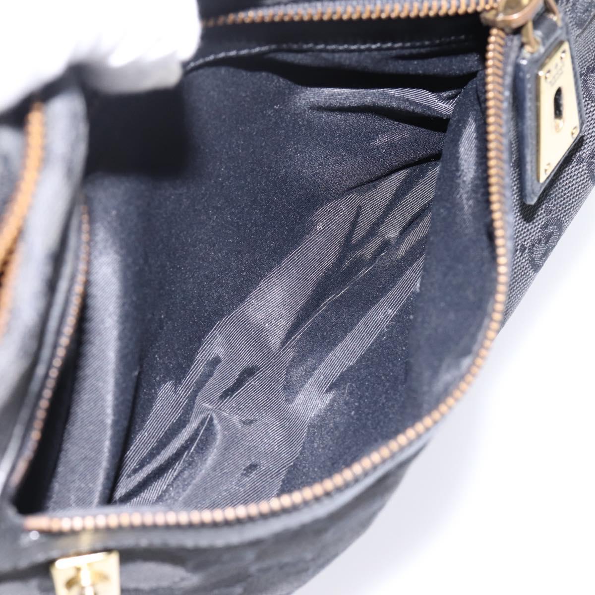 GUCCI GG Canvas Shoulder Bag Black Gold 90699 Auth 199100