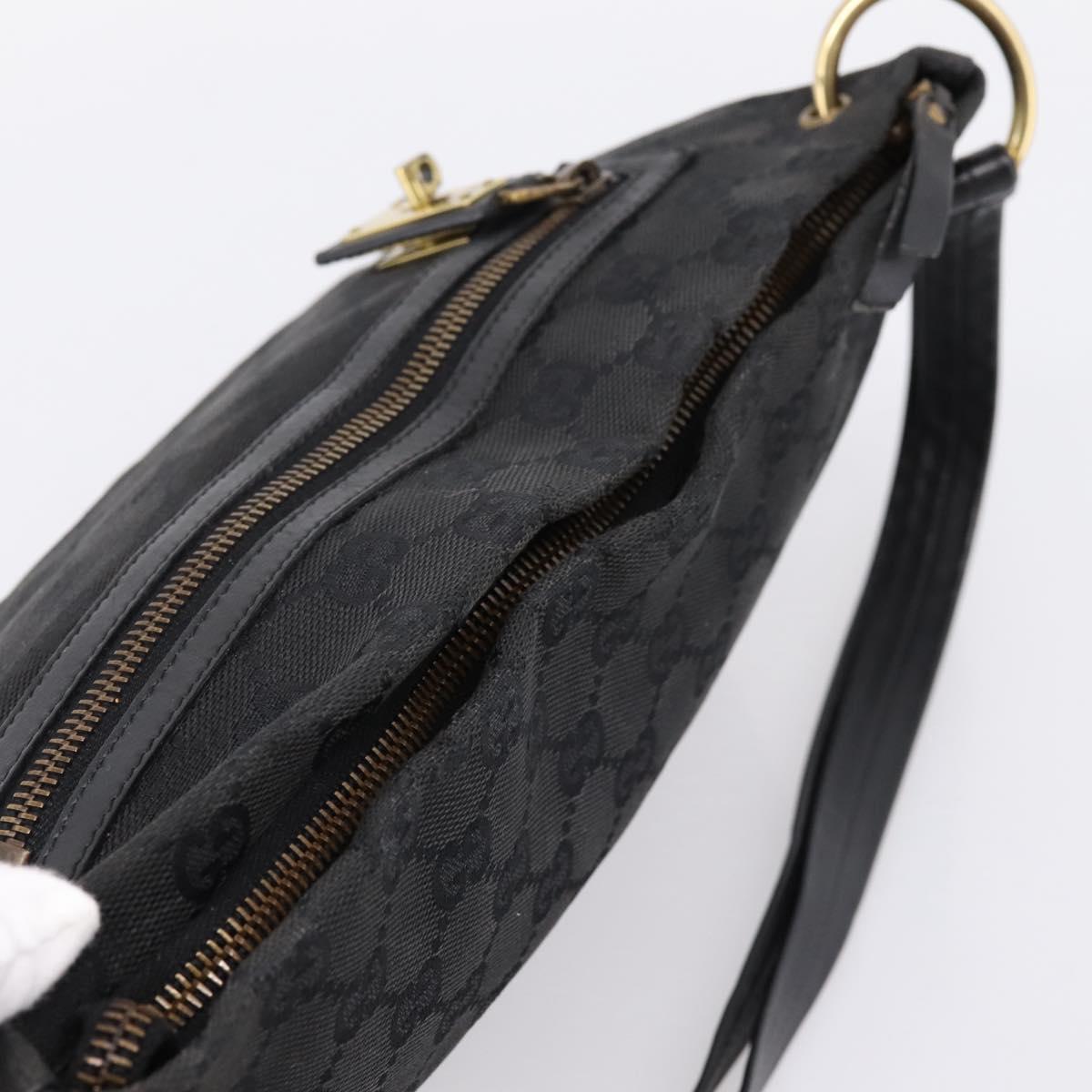 GUCCI GG Canvas Shoulder Bag Black Gold 90699 Auth 199100
