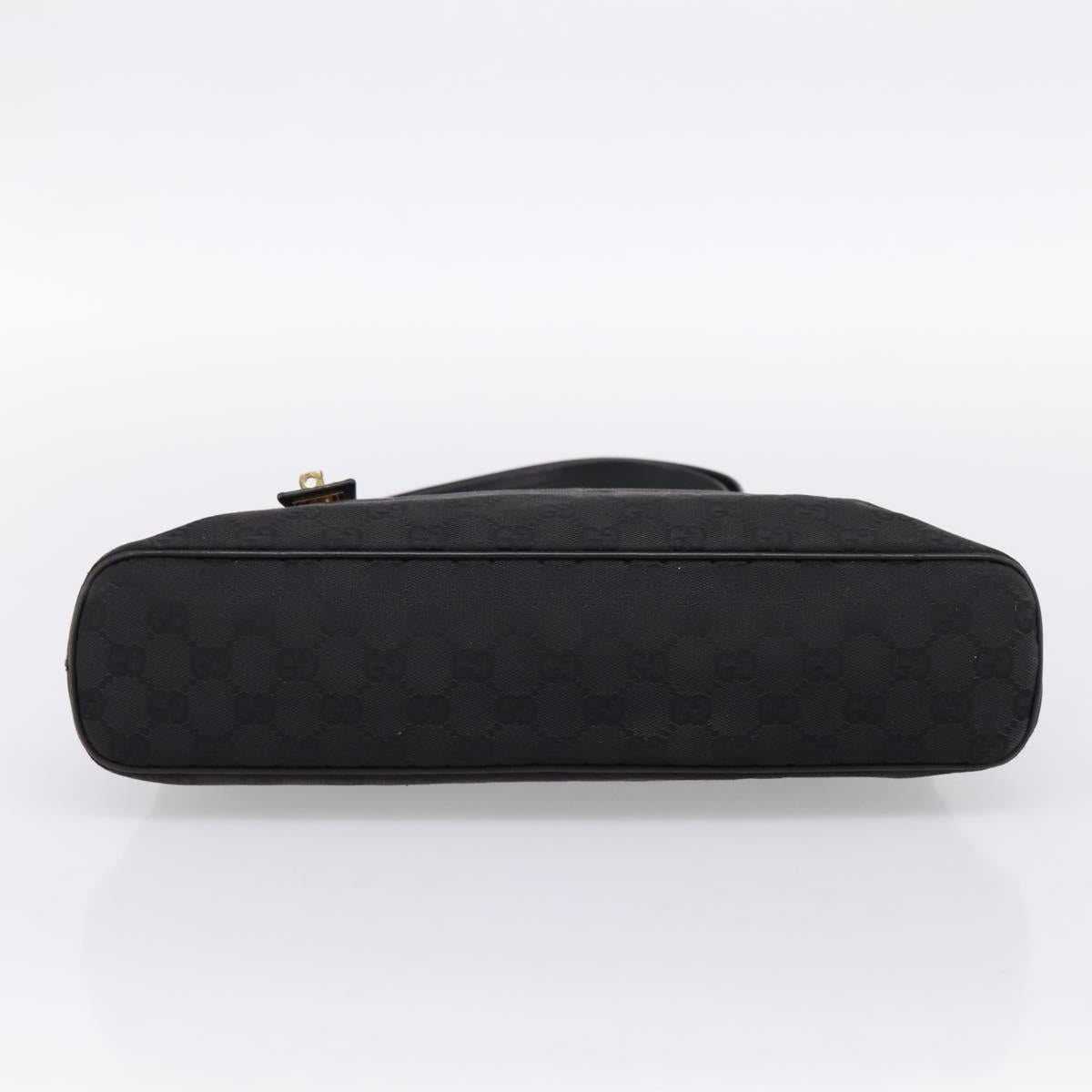 GUCCI GG Canvas Shoulder Bag Black Gold 90699 Auth 199100