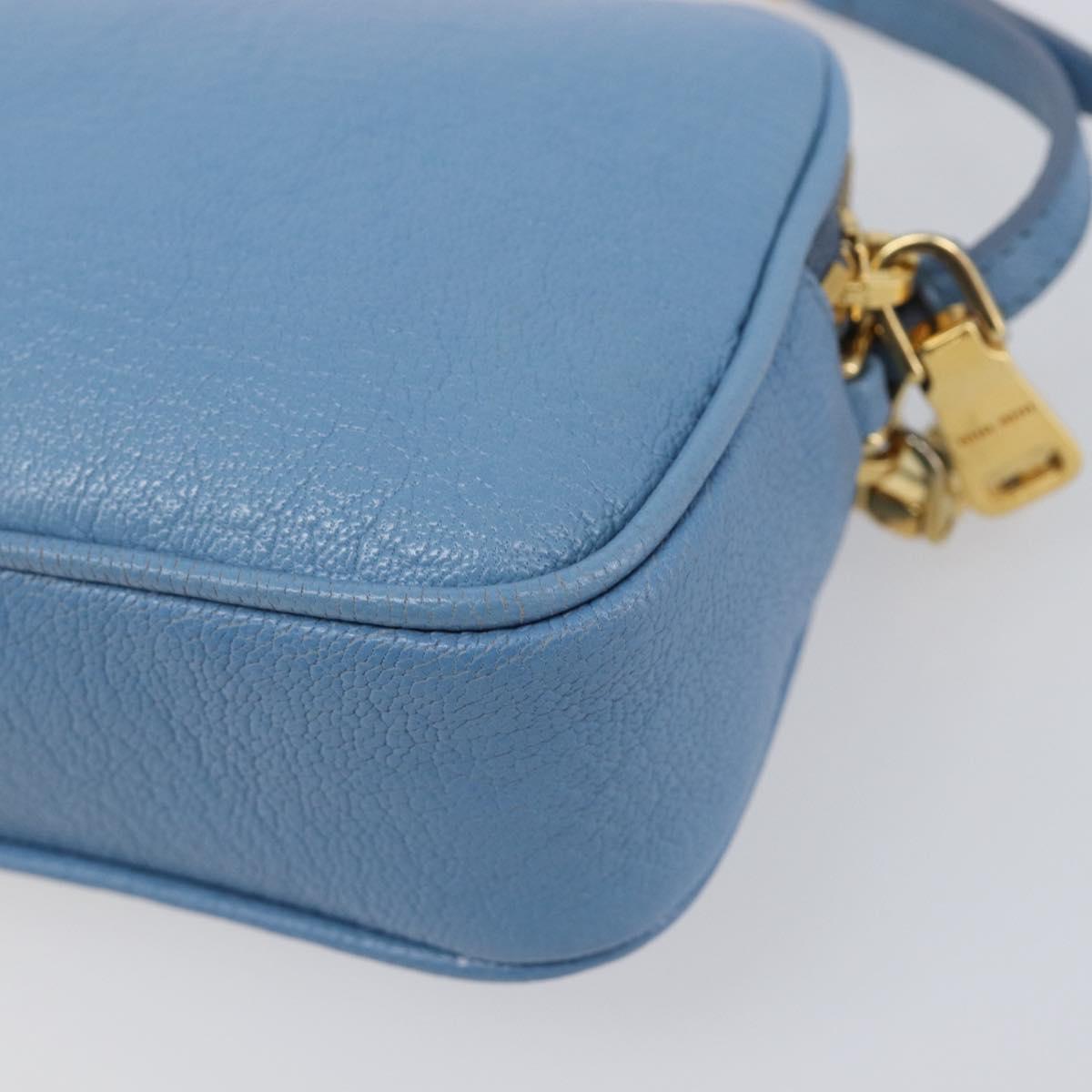 Miu Miu Hand Pouch Leather Light Blue Gold Auth 199107V