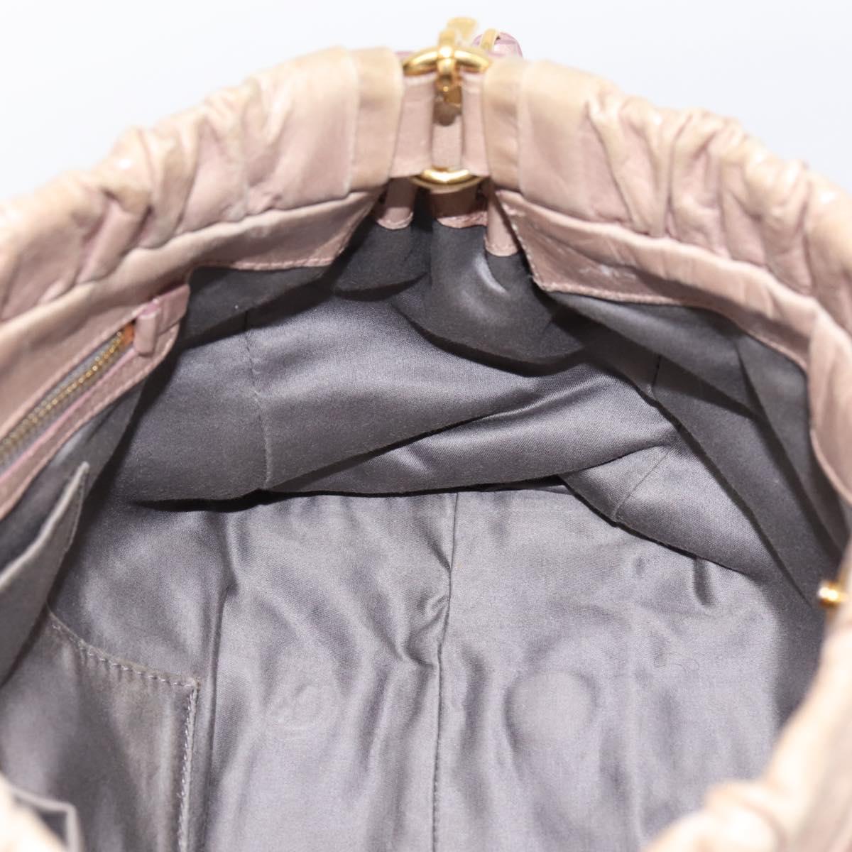 Miu Miu Hand Bag Vitellolux 2way Beige Gold Auth 199109V