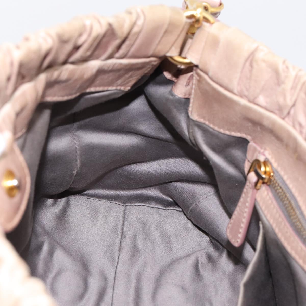 Miu Miu Hand Bag Vitellolux 2way Beige Gold Auth 199109V