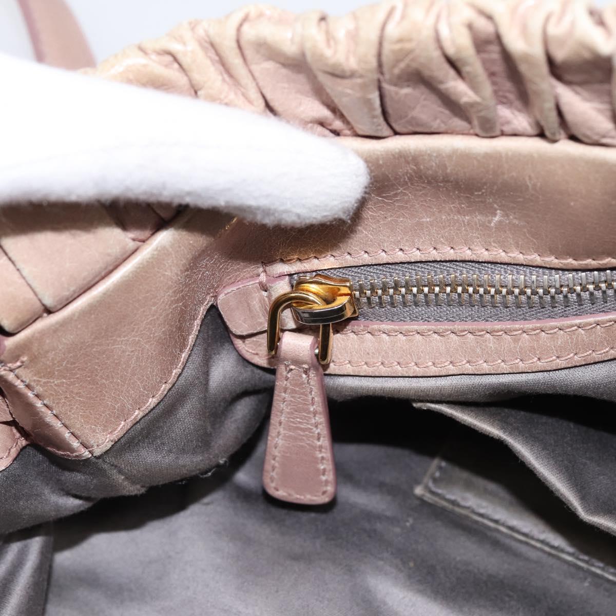 Miu Miu Hand Bag Vitellolux 2way Beige Gold Auth 199109V