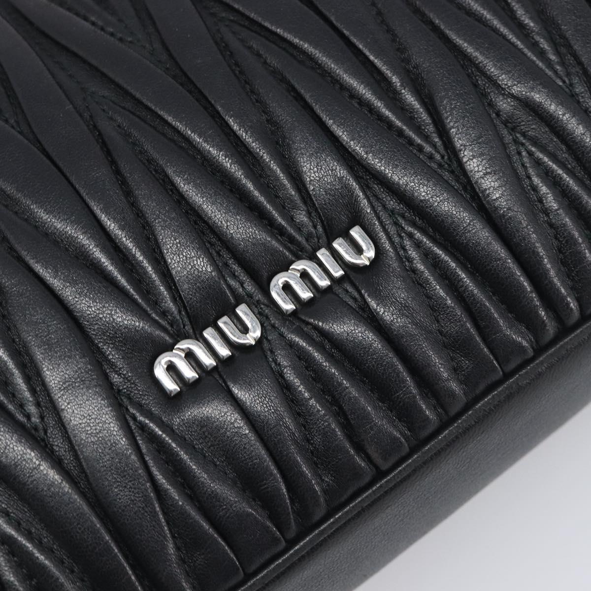 Miu Miu Matelasse Chain Shoulder Bag Leather Black Silver Auth 199113A
