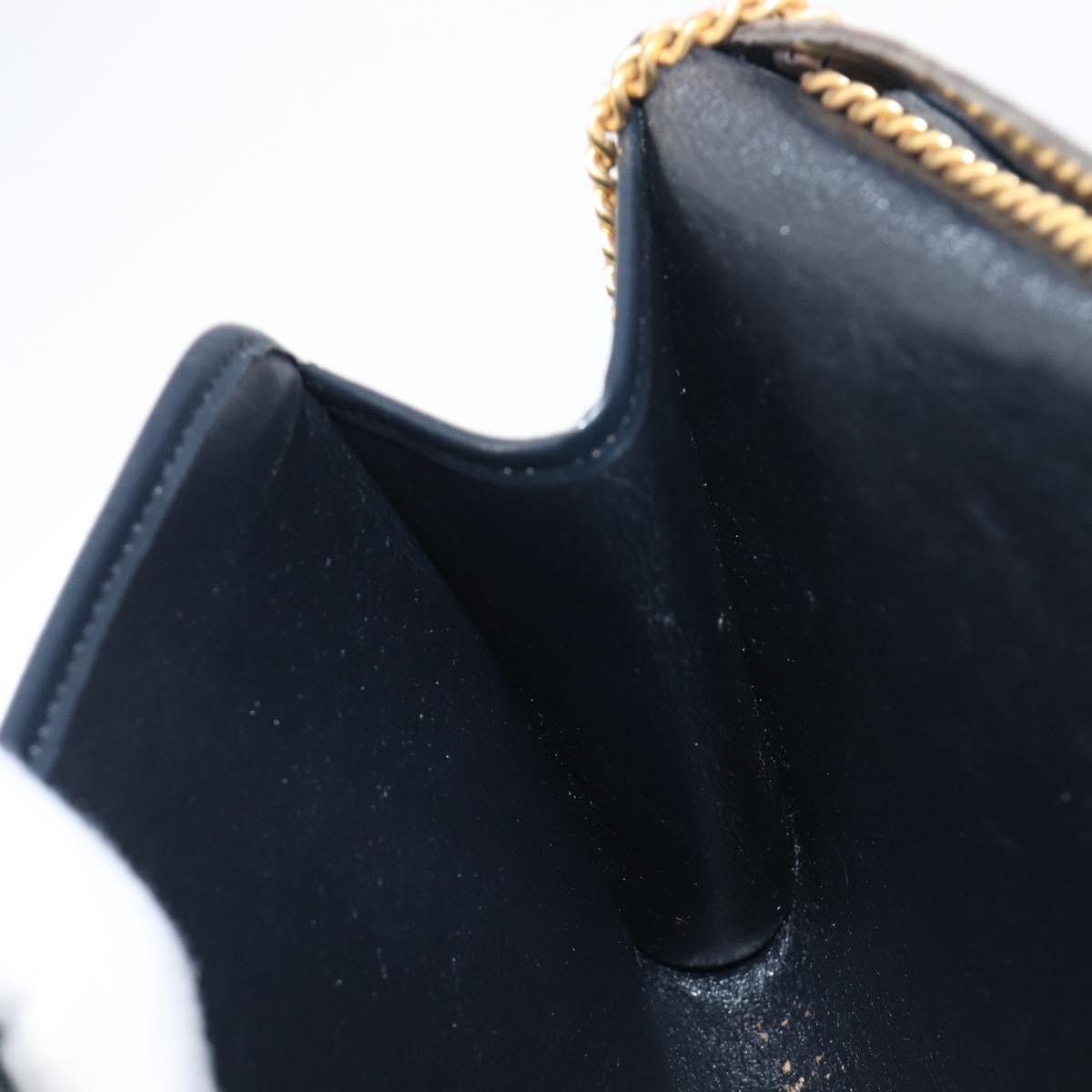 Christian Dior Trotter Canvas Chain Shoulder Bag Navy Gold Auth 199115