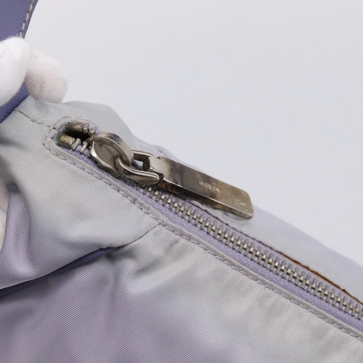 PRADA Shoulder Bag Nylon Lavende Silver Auth 199116A