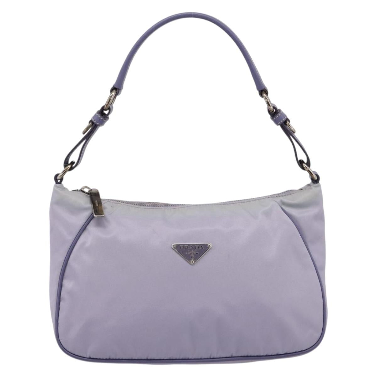 PRADA Shoulder Bag Nylon Lavende Silver Auth 199116A