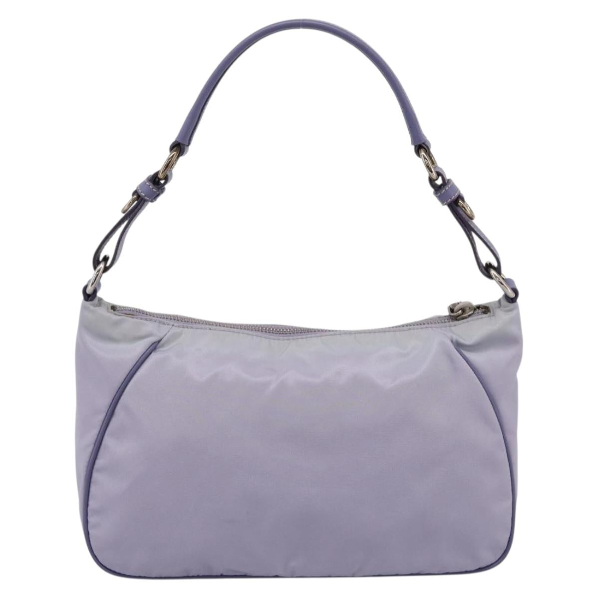 PRADA Shoulder Bag Nylon Lavende Silver Auth 199116A