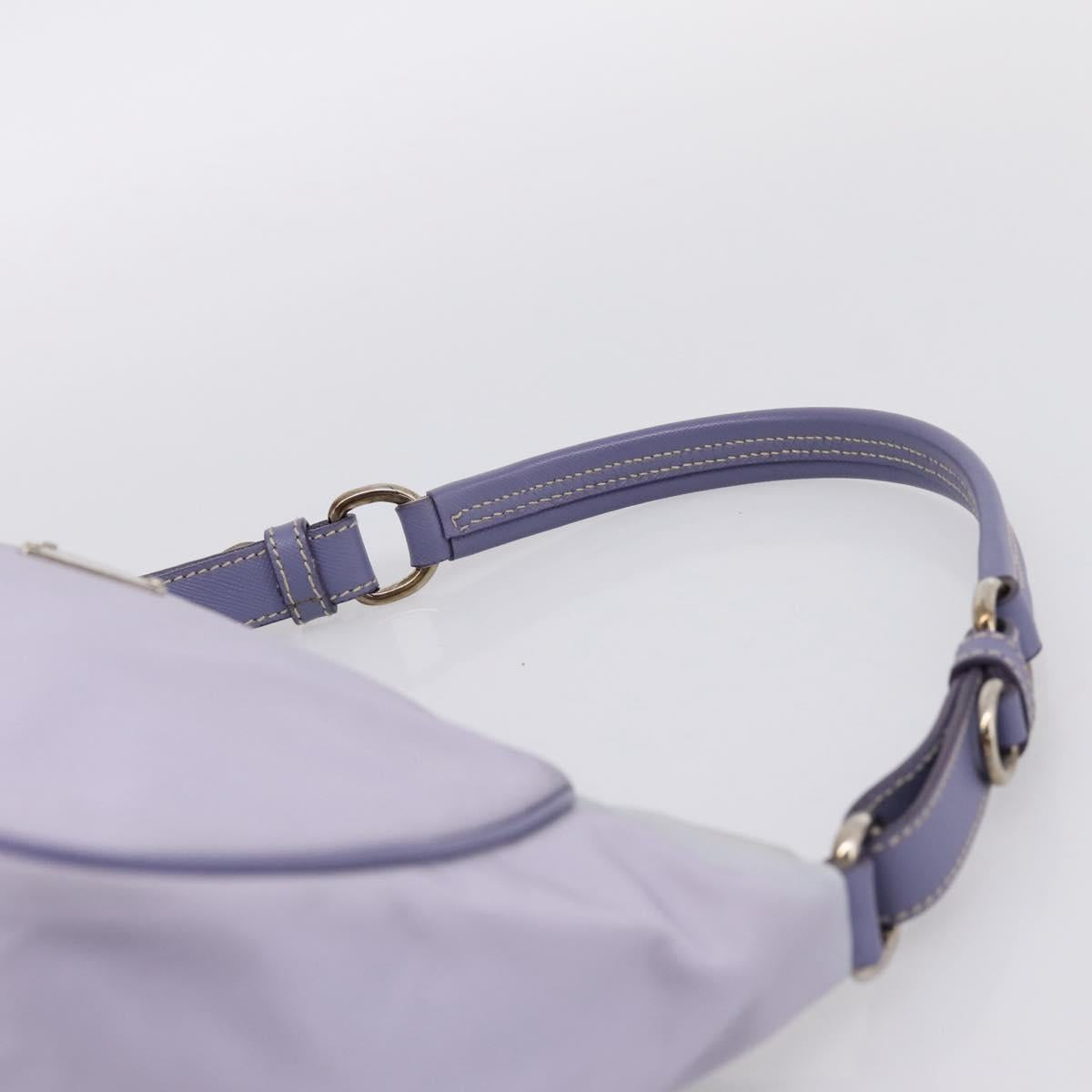 PRADA Shoulder Bag Nylon Lavende Silver Auth 199116A