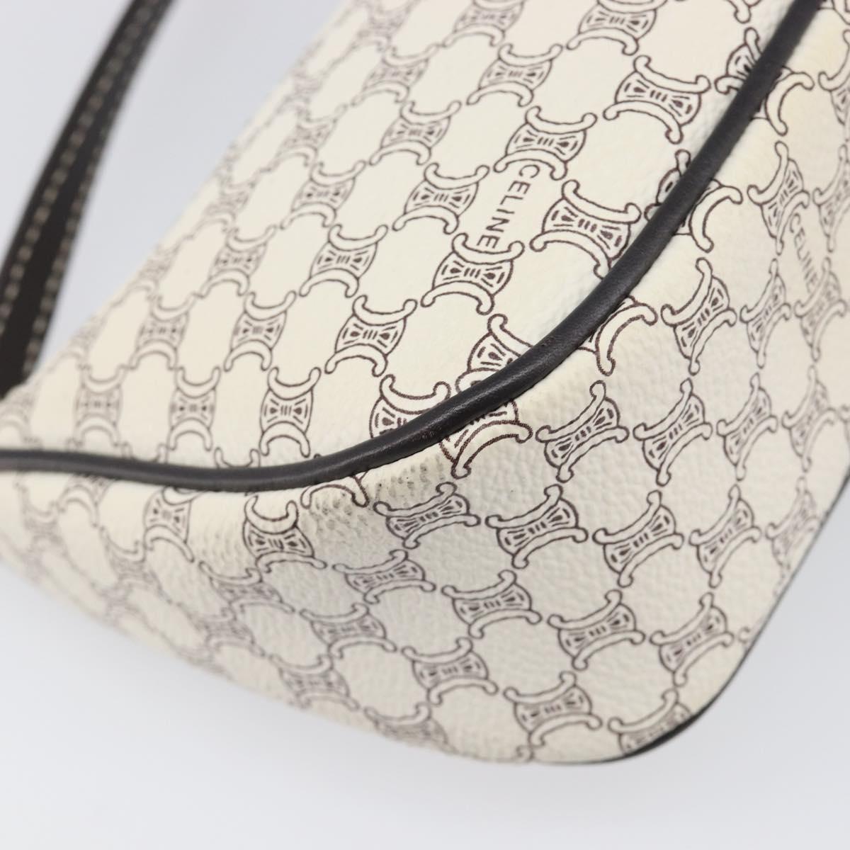 CELINE Macadam Canvas Accessory Pouch PVC Leather White Gold Auth 199119A