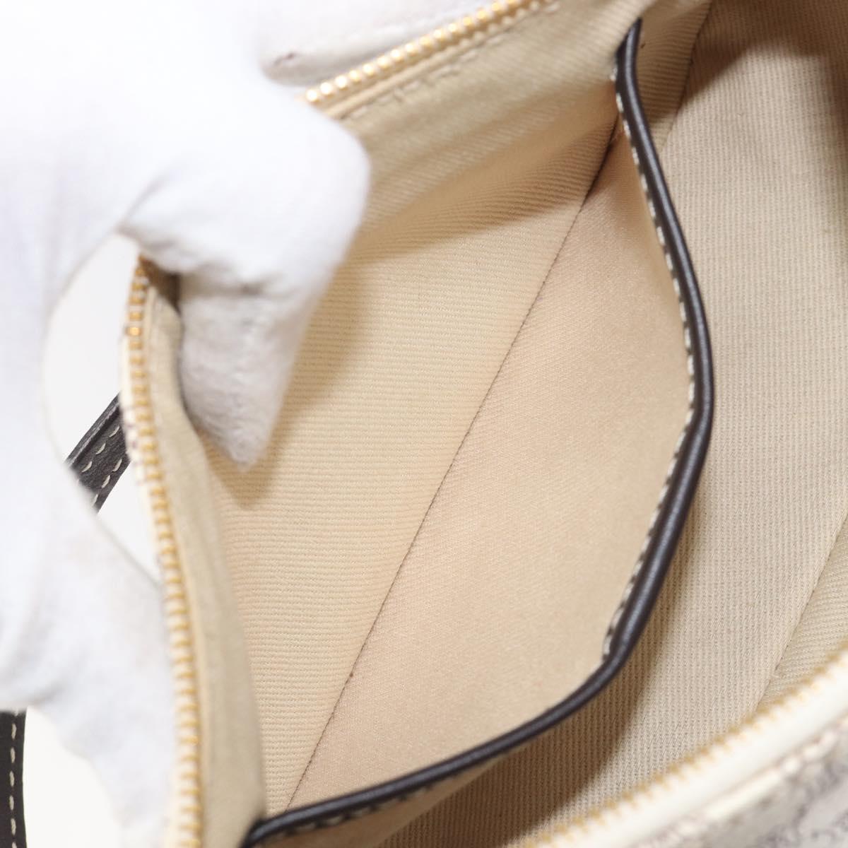 CELINE Macadam Canvas Accessory Pouch PVC Leather White Gold Auth 199119A